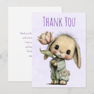 Cute Bunny Holding a Tulip Thank You Card
