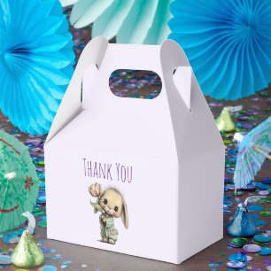 Cute Bunny Holding a Tulip Thank You Favor Box