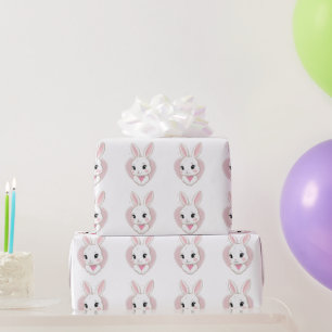 Cute Bunny Holding Heart Romantic Design Wrapping Paper