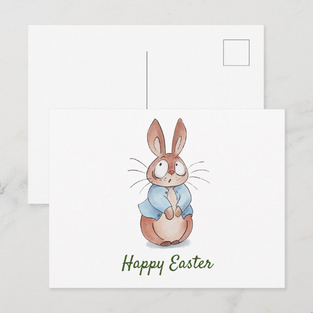 Cute bunny   holiday postcard (Front/Back)