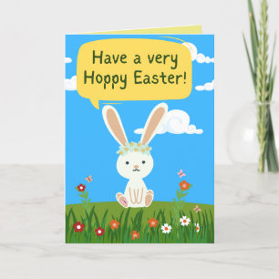 Cute Bunny Hoppy Easter Card