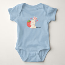 CUTE BUNNY Hugging a Strawberry baby bodysuit