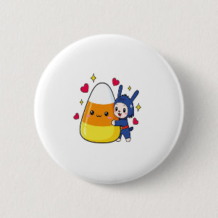 Cute Bunny Hugging Candy Corn 2 Inch Round Button
