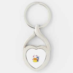 Cute Bunny Hugging Candy Corn Keychain