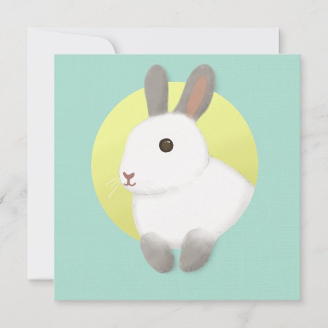 Cute Bunny Illustration Art Invitation (Front)
