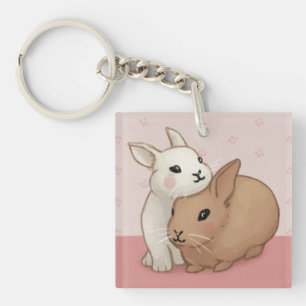 Cute Bunny Illustration Keychain