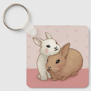 Cute Bunny Illustration Keychain
