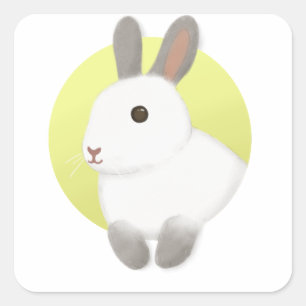 Cute Bunny Illustration Square Sticker