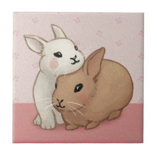 Cute Bunny Illustration Tile