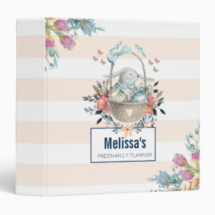 Cute Bunny in a basket with Eggs & Pretty Flowers Binder