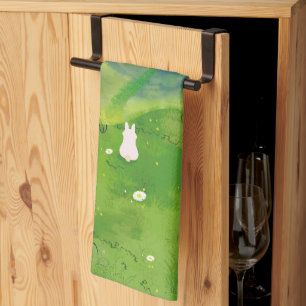 Cute Bunny in Mountain View Kitchen Towels