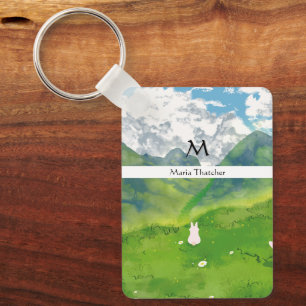Cute Bunny in Mountain View Personalize Keychain