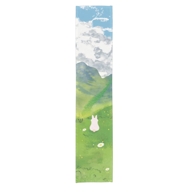Cute Bunny in Mountain View Table Runner (Front)