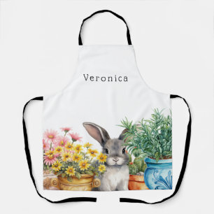 Cute Bunny in the Garden All-Over Print Apron