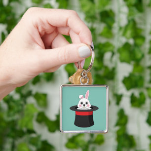 Cute Bunny in Wizard Hat Keychain