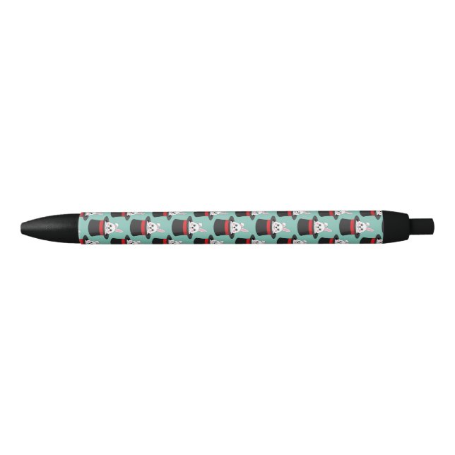 Cute Bunny in Wizard Hat Pattern Black Ink Pen (Front)