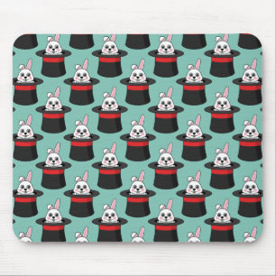 Cute Bunny in Wizard Hat Pattern Mouse Pad