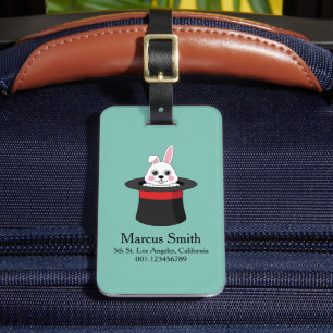 Cute Bunny in Wizard Hat Personalize Luggage Tag