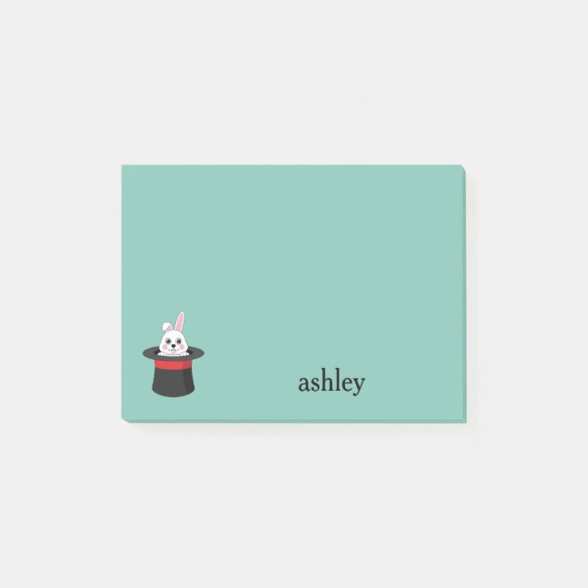 Cute Bunny in Wizard Hat Personalize Post-it Notes (Front)
