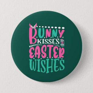 cute bunny kisses Easter wishes 3 Inch Round Button