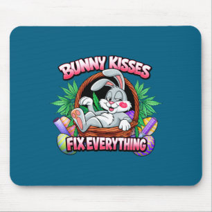 Cute bunny kisses fix everything funny rabbit mouse pad