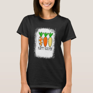 Cute Bunny Leopard Plaid Carrots Egg Hunting Happy T-Shirt