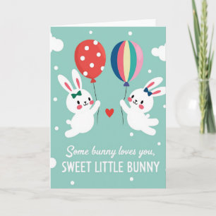 Cute Bunny Love Balloon Card