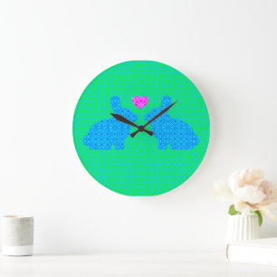 Cute Bunny Love Large Clock