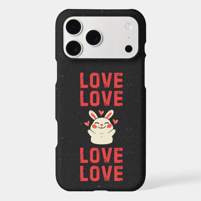Cute Bunny Love Pattern I Phone 17 Phone Case (Verso)