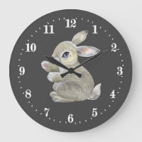 cute bunny lovers animal Large Clock