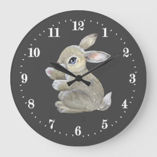cute bunny lovers animal Large Clock