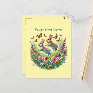 Cute bunny lovers customizable postcard