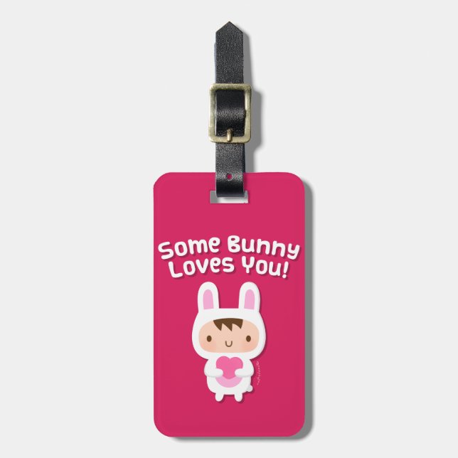 Cute Bunny Loves You Love Confession Luggage Tag (Front Vertical)