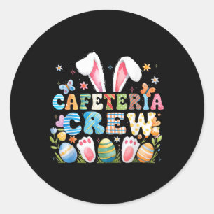 Cute Bunny Lunch Lady Cafeteria Crew Happy Easter  Classic Round Sticker