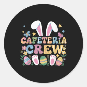 Cute Bunny Lunch Lady Cafeteria Crew Happy Easter  Classic Round Sticker