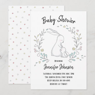 Cute Bunny Mama and Baby Shower Invitation