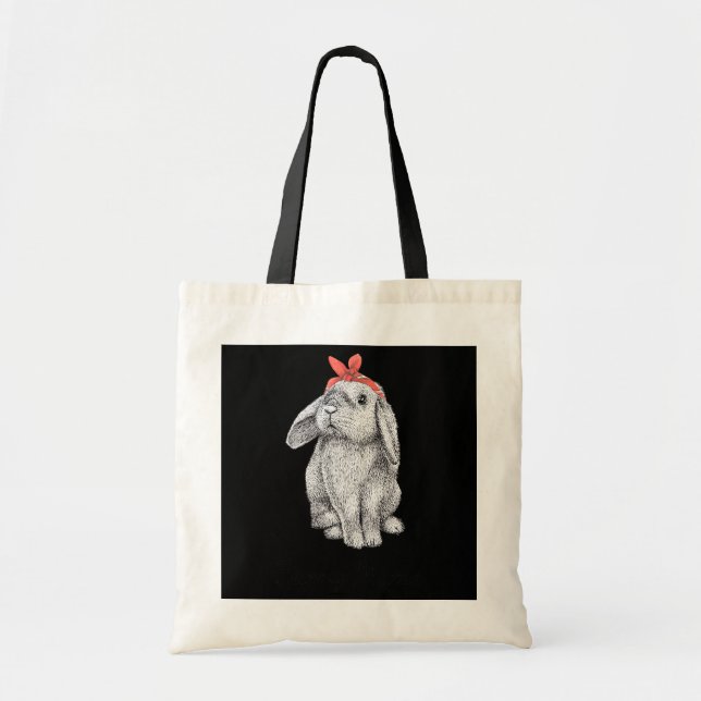 Cute Bunny Mama Lop Eared Rabbit Wearing Bandana  Tote Bag (Front)