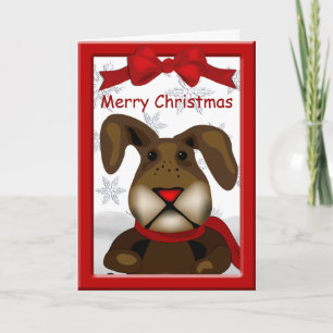 Cute Bunny Merry Christmas Greeting Holiday Card
