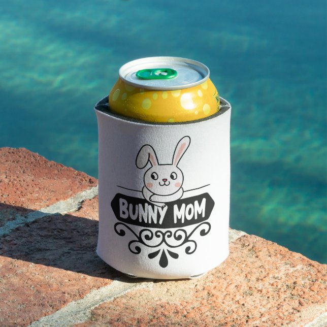 Cute Bunny mom pet animal rabbit lovers Can Cooler (In Situ Pool)