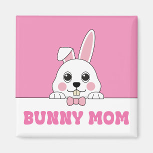Cute Bunny Mom Pink Magnet
