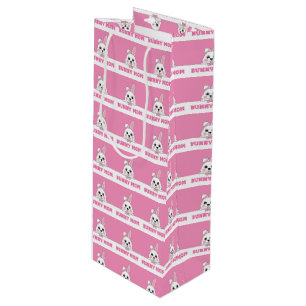 Cute Bunny Mom Pink Pattern Wine Gift Bag