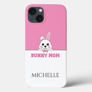 Cute Bunny Mom Pink Personalized iPhone 13 Case