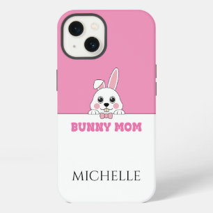 Cute Bunny Mom Pink Personalized iPhone 13 Case