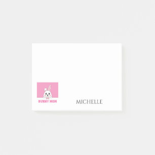 Cute Bunny Mom Pink Personalized Post-it Notes