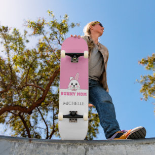 Cute Bunny Mom Pink Personalized Skateboard