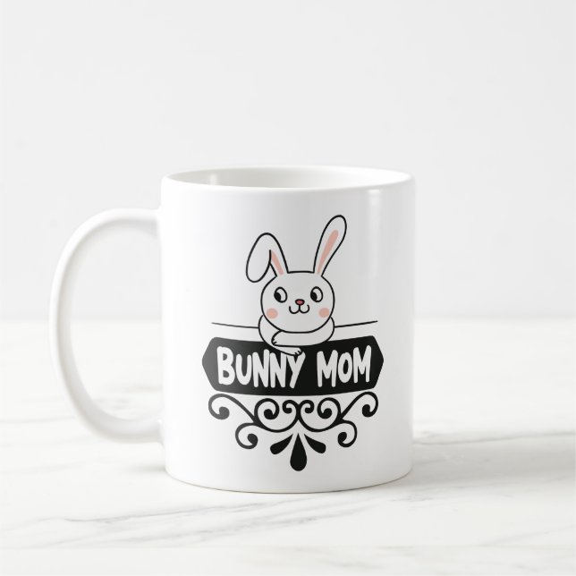 Cute Bunny mom rabbit lover  Coffee Mug (Left)