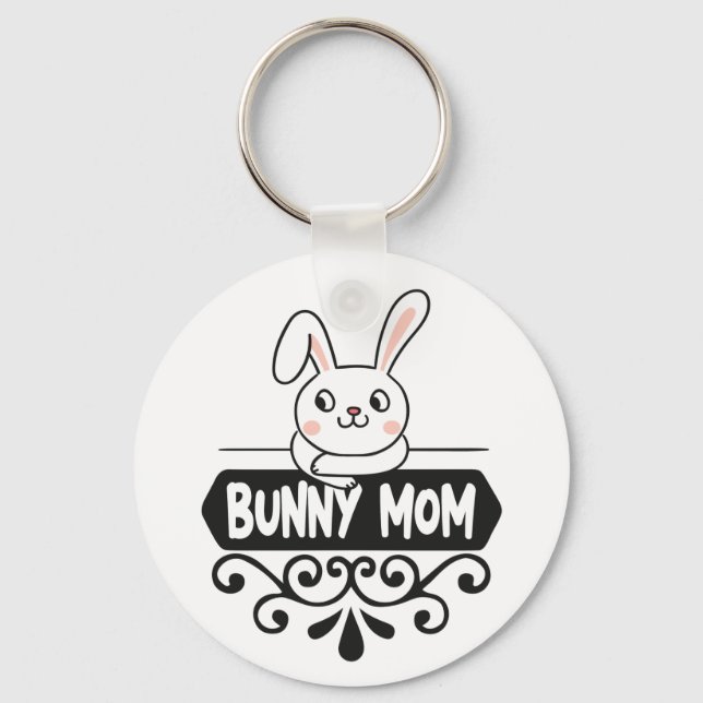 Cute Bunny mom rabbit lover Keychain (Front)