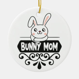 Cute Bunny mom rabbit lover photo Ceramic Ornament