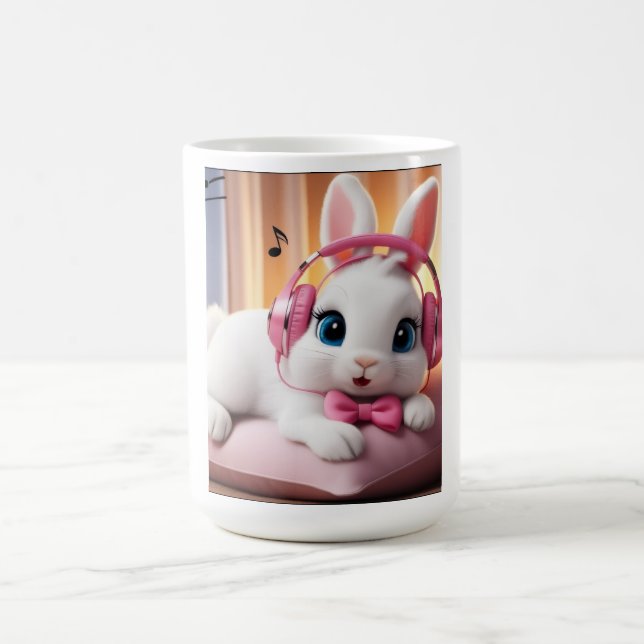 Cute Bunny Mug – Adorable Cartoon Rabbit Coffee Cu (Center)