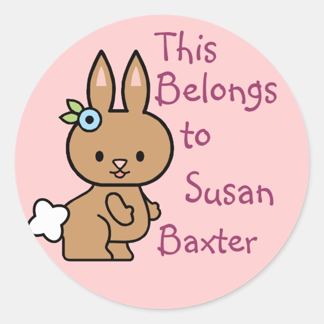 Cute Bunny Name Tag Stickers (Front)